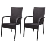 vidaXL Garden Dining Chairs 2 pcs Poly Rattan Brown