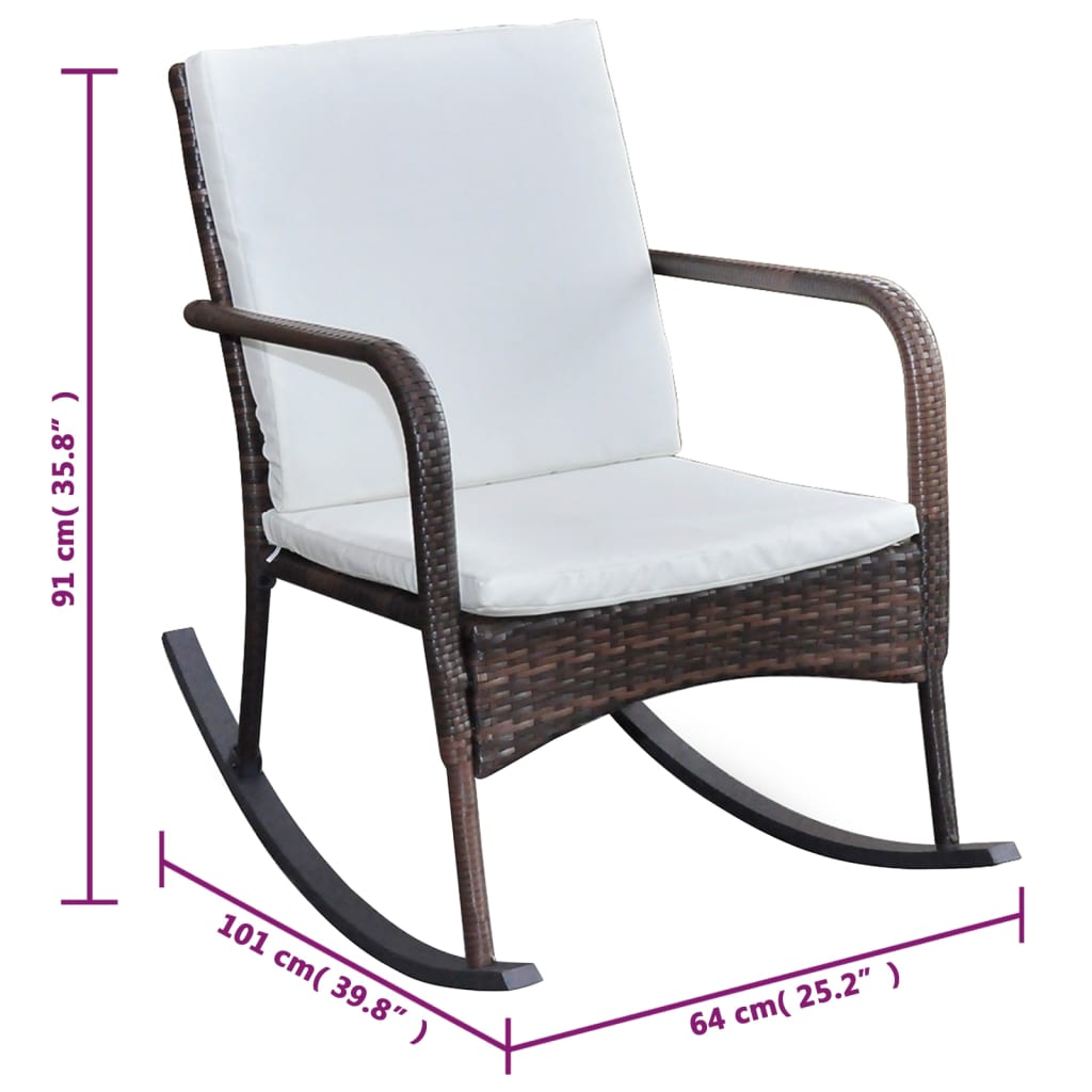 vidaXL Outdoor Rocking Chair Brown Poly Rattan