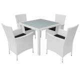 vidaXL Garten-Essgruppe 9-tlg. Poly Rattan Cremeweiß