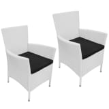 vidaXL Garten-Esszimmerstühle 2-teilig Poly Rattan Creme Weiß