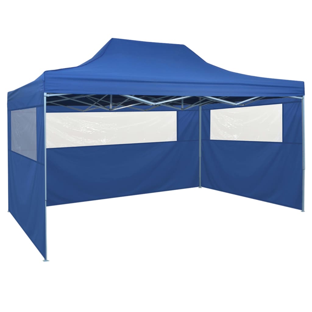Kék összecsukható sátor 4 oldalfallal 3 x 4,5 m 