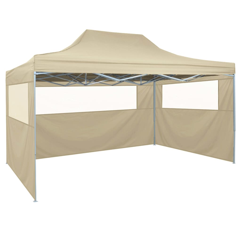 Összecsukható, felállítható sátor 4 oldalfallal 3 x 4,5 m krémfehér 