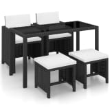 vidaXL Set mobilier de exterior 11 piese, poliratan, negru