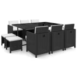 vidaXL Set mobilier de exterior 27 piese, poliratan, negru