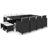 vidaXL Set mobilier de exterior 33 piese, poliratan, negru