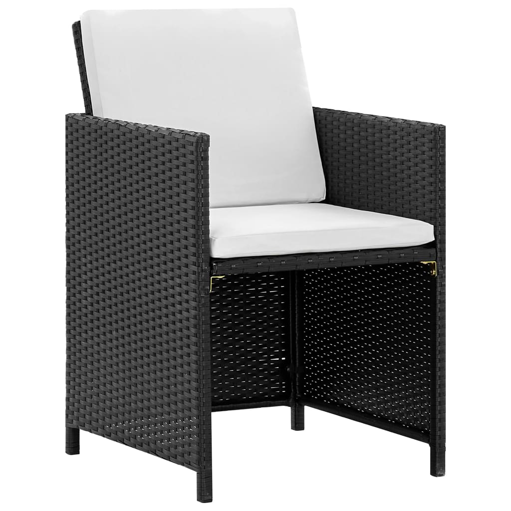 Stolik rattanowy z krzesłami i poduszkami, czarny, 225x109x74 cm