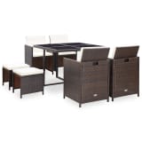 vidaXL Set mobilier de exterior 21 piese, poliratan, maro