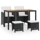 vidaXL Set mobilier de exterior 11 piese, poliratan și acacia, negru