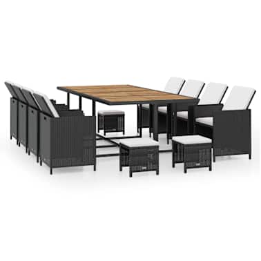 Vidaxl 13 Piece Outdoor Dining Set Poly Rattan And Acacia Vidaxl 13 Piece Outdoor Dining Set Poly Rattan And Acacia