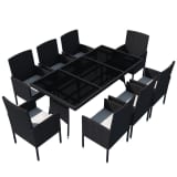 vidaXL Jeu de mobilier de jardin 17 pcs Noir Résine tressée