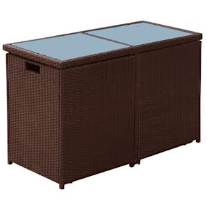 3dílný bistro set s poduškami polyratan hnědý - obrázek 5