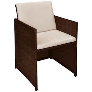 3dílný bistro set s poduškami polyratan hnědý - obrázek 7