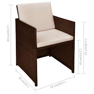 3dílný bistro set s poduškami polyratan hnědý - obrázek 10