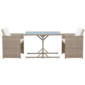 3dílný bistro set s poduškami polyratan béžový - obrázek 5