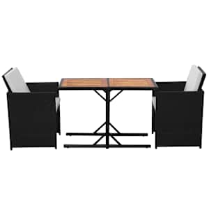 3dílný bistro set s poduškami polyratan černý - obrázek 3