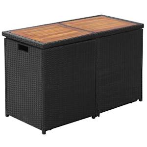 3dílný bistro set s poduškami polyratan černý - obrázek 6