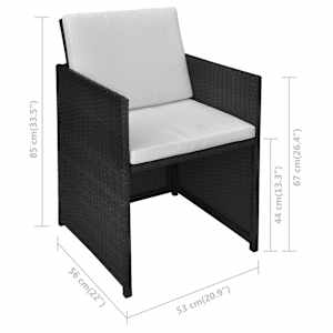 3dílný bistro set s poduškami polyratan černý - obrázek 11