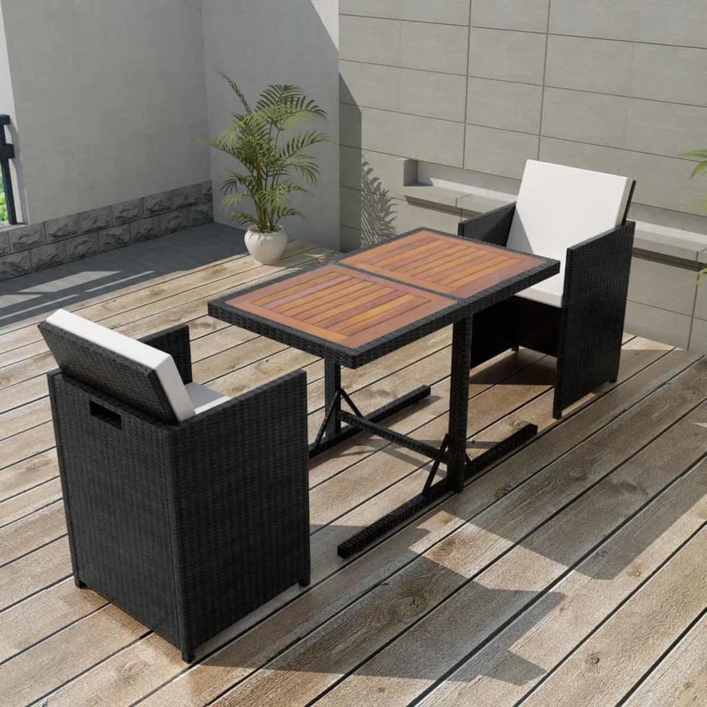 vidaXL GartenEssgruppe 7tlg. Poly Rattan Schwarz zum