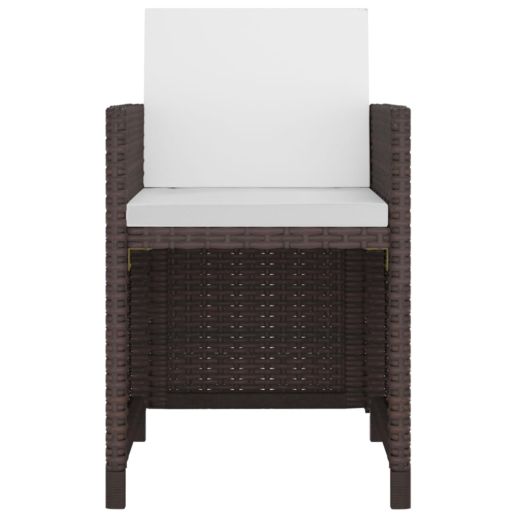 Stolik rattanowy z krzesłami i poduszkami - brązowy/kremowy, 109x109x74 cm