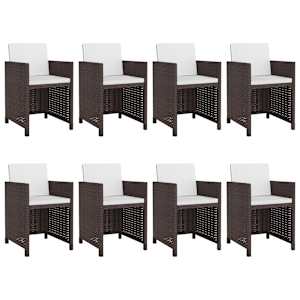 vidaXL Lauko valg. baldų komplekt. su pagalv., 9d., rudas, polirat.