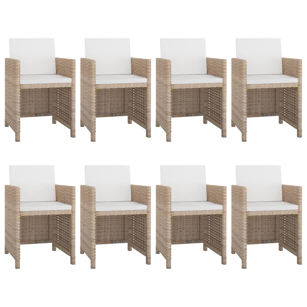 Thumbnail - vidaXL 9-tlg. Garten-Essgruppe mit Auflagen Poly Rattan Beige