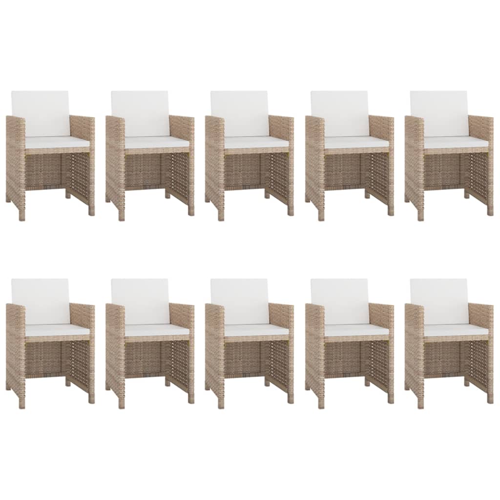 vidaXL Set mobilier de exterior cu perne, 11 piese, bej, poliratan