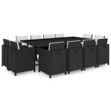 vidaXL Set mobilier de exterior 37 piese, poliratan, negru