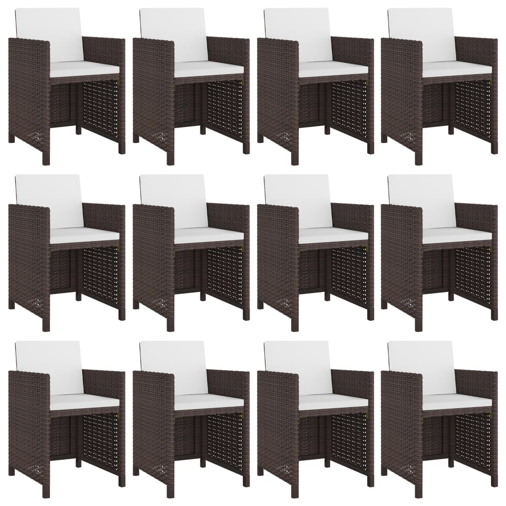 

vidaXL 13-delige Tuinset met kussens poly rattan bruin