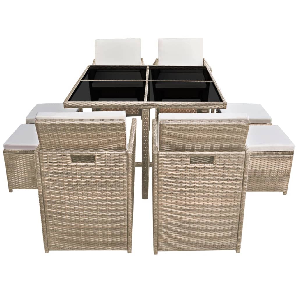 VidaXL - vidaXL Tuinset grijs/beige poly rattan 21-delig