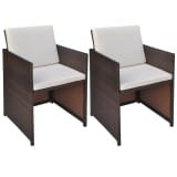 vidaXL Garten-Essstühle 2 Stk. Braun 52×56×85 cm Poly Rattan