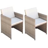 vidaXL Garten-Essstühle 2 Stk. Grau/Beige 52×56×85 cm Poly Rattan