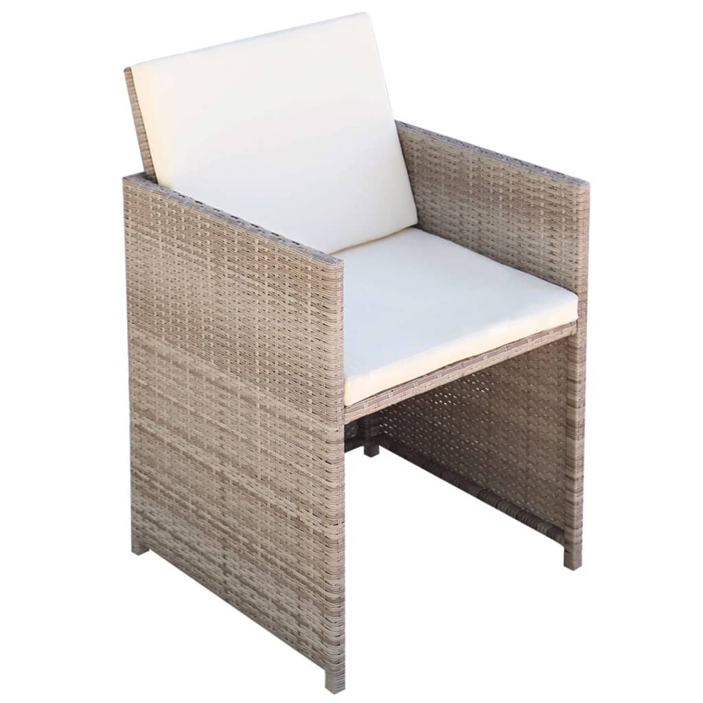 

vidaXL Tuinstoelen 2 st met kussens poly rattan beige