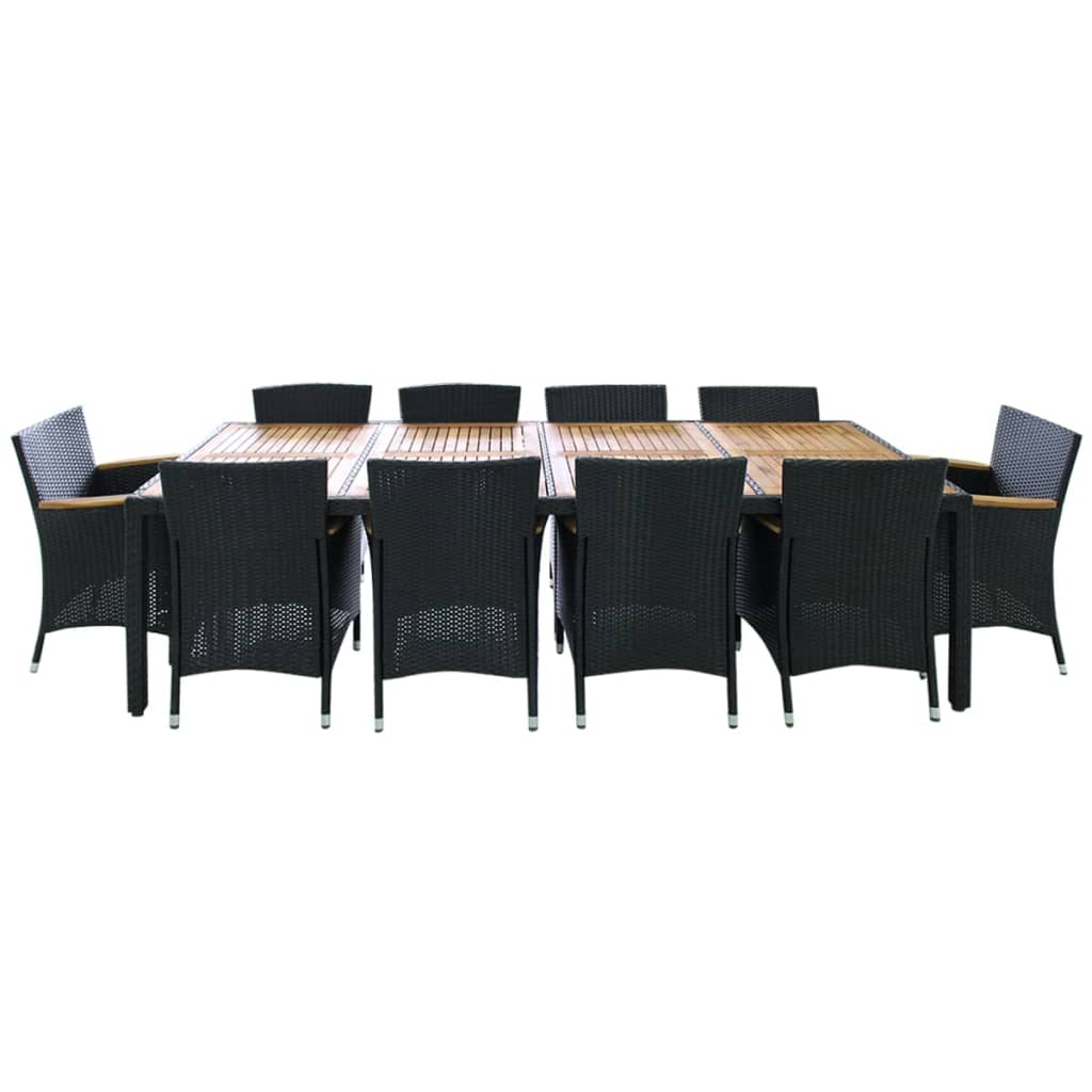 

vidaXL 11-delige Tuinset met kussens poly rattan zwart
