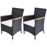 vidaXL Chaises de jardin 2 pièces Résine tressée Noir 59 x 60 x 88 cm