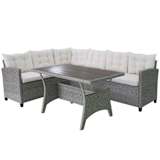 vidaXL Garden Corner Sofa Set 12 Pieces Poly Rattan Gray