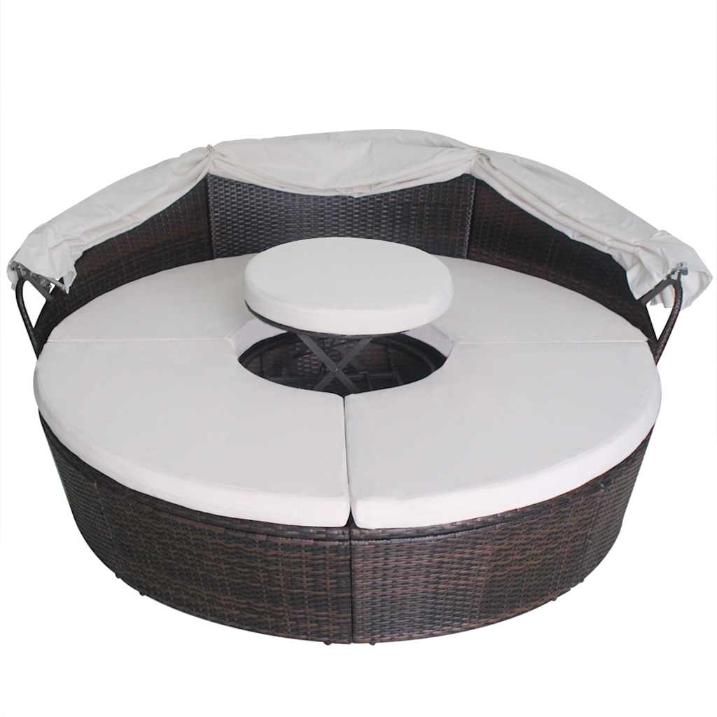 Vrtne postelje z blazino Rjava Poly ratan