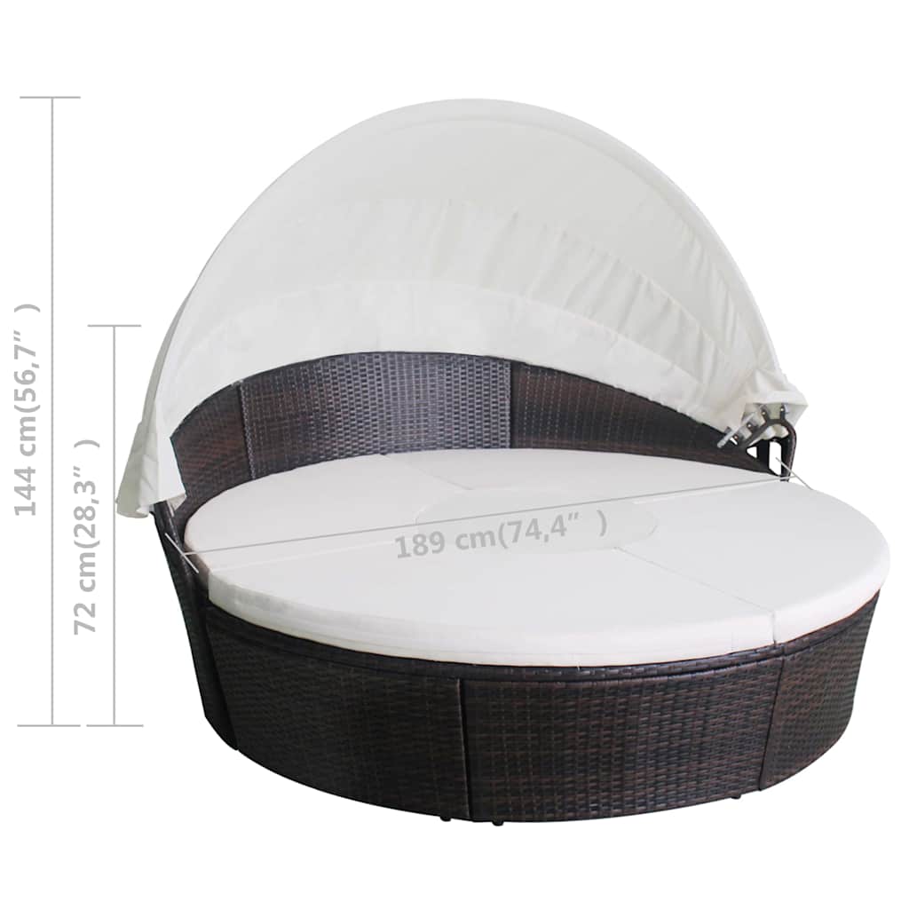 Vrtne postelje z blazino Rjava Poly ratan