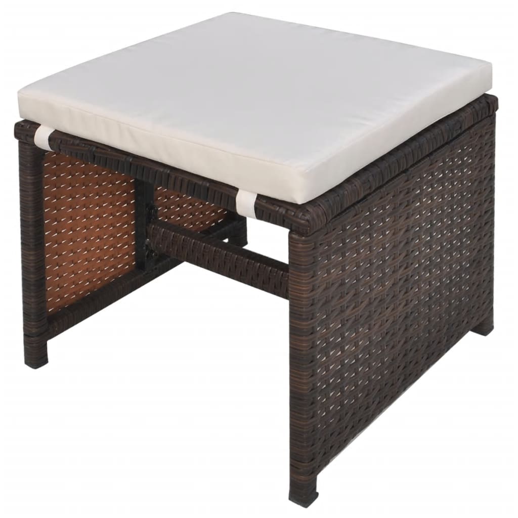 5 Piece Outdoor Dining Set With Cushions Poly Rattan Brown VidaXL 17 width=274