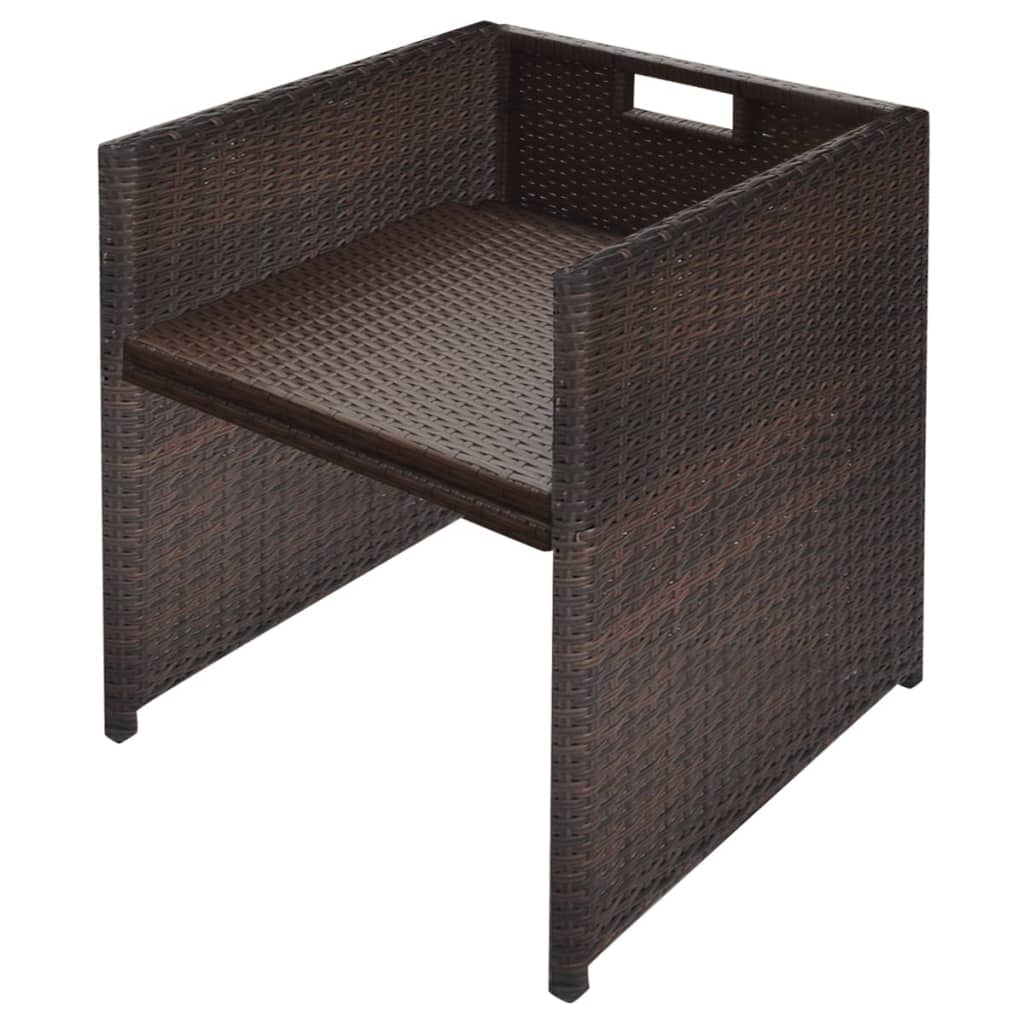 5 Piece Outdoor Dining Set With Cushions Poly Rattan Brown VidaXL 19 width=274