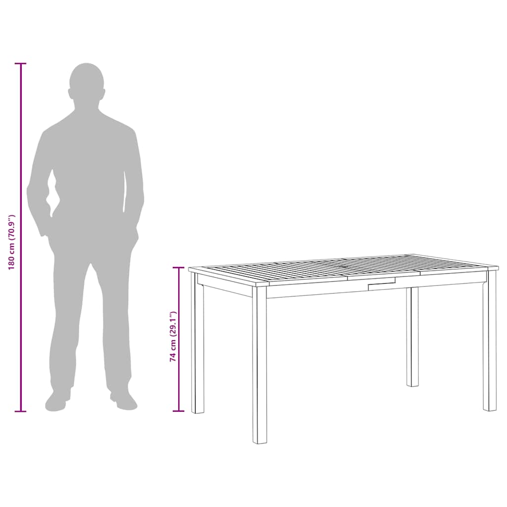 dārza galds, 140x80x74 cm, akācijas masīvkoks