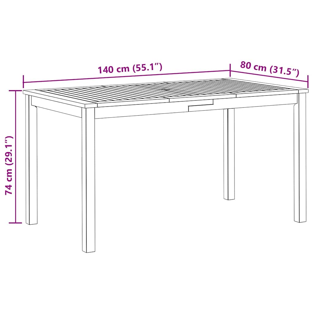 dārza galds, 140x80x74 cm, akācijas masīvkoks