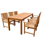 vidaXL Garten-Essgruppe 7-tlg. Akazie Massivholz Braun 200 cm