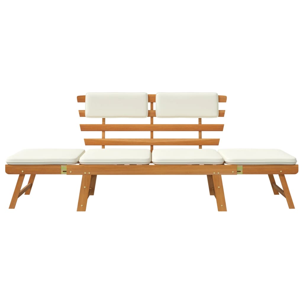 vidaXL Patio Bench with Cushions 2-in-1 74.8 Solid Acacia Wood