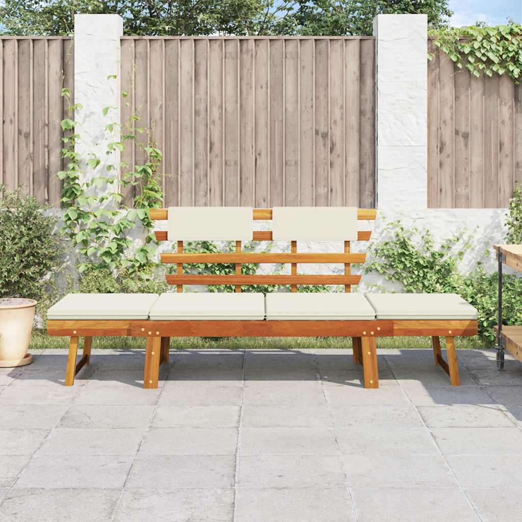 

vidaXL Tuinbank met kussens 2-in-1 190 cm massief acaciahout