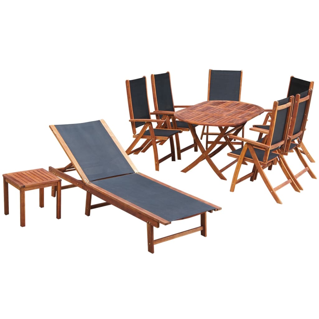 vidaXL Set mobilier de exterior cu perne 9 piese, lemn masiv de acacia