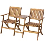 vidaXL Folding Garden Bench with Tea Table Solid Acacia Wood