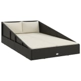 vidaXL Vrtna Postelja Poli Ratan 201x139x58 cm Črne Barve