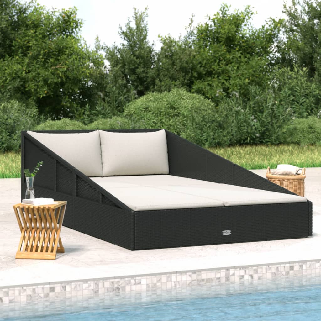 Zahradní postel černá 201 x 139 cm polyratan