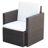 vidaXL Armchair Poly Rattan 25.6"x25.6"x28.7" Brown