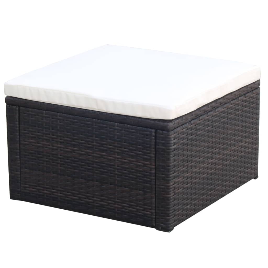 vidaXL Hocker mit Kissen Poly Rattan 53×53×30 cm Braun